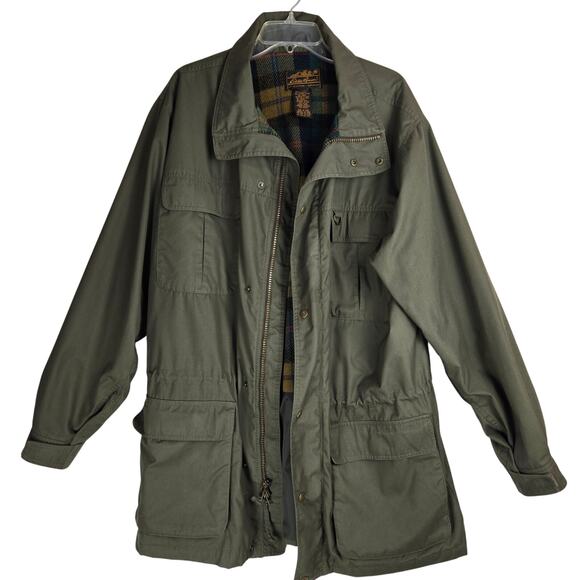 Eddie Bauer VTG Jacket Khaki Green Wool lined  Hunting Men's Large - Picture 1 of 11